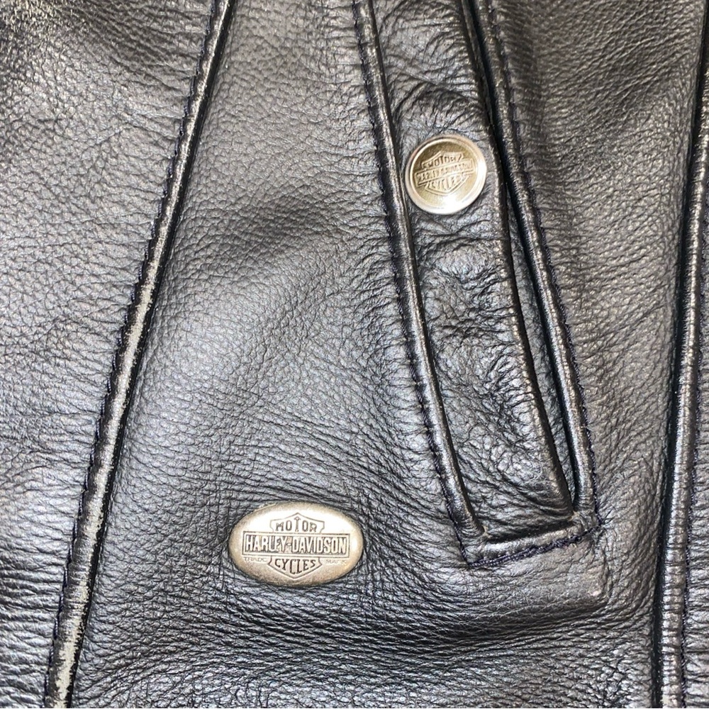 Harley-Davidson Leather Vest Woman's S Black Snap Front Motorcycle Made In USA - Picture 5 of 12
